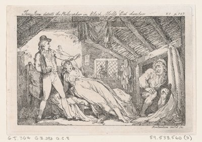 Tom Jones detecta al filósofo en la cámara de Black Moll, La historia de Tom Jones, 1792 de Thomas Rowlandson