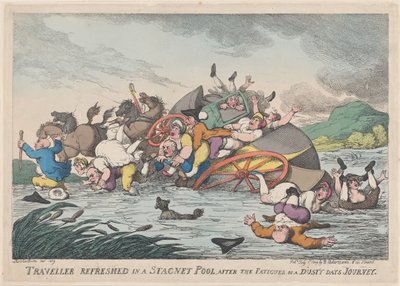 Viajero refrescado en una piscina estancada [sic] después de las fatigas de un día polvoriento, 1 de febrero de 1809 de Thomas Rowlandson