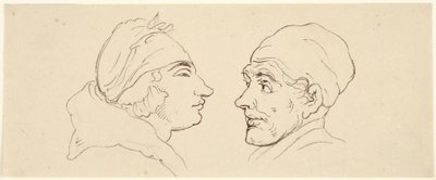 Dos caricaturas: un hombre y una mujer de Thomas Rowlandson