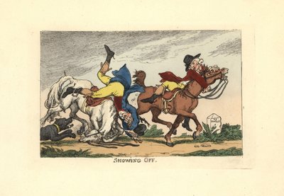 Dos hombres cayendo de sus caballos después de presumir. de Thomas Rowlandson