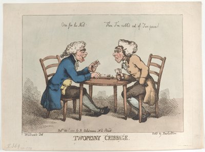 Cribbage de dos peniques, [1 de octubre de 1799], reeditado 1810 de Thomas Rowlandson