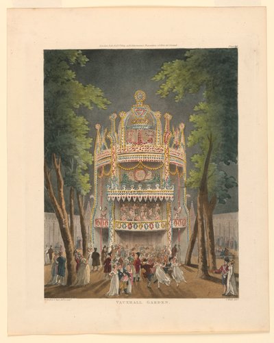Jardín Vauxhall del Repositorio de Ackermann de Thomas Rowlandson