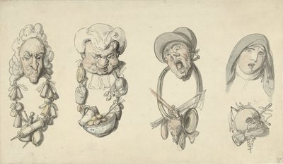 Cuatro titulares caricaturescos de Thomas Rowlandson