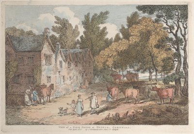 Vista de una casa de campo en Hengar, Cornualles, de Vistas en Cornualles, 12 de abril de 1812 de Thomas Rowlandson