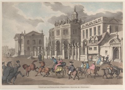 Vista del Teatro, Casa de la Imprenta, etc. Oxford, 1810 de Thomas Rowlandson