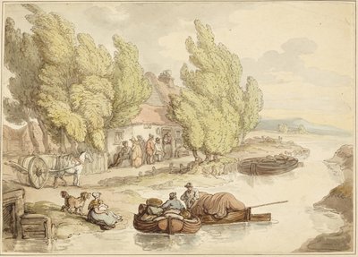 Pueblo en el río de Thomas Rowlandson