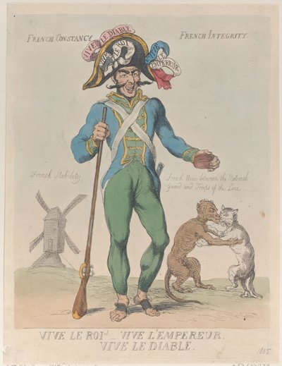 ¡Viva el Rey! ¡Viva el Emperador! ¡Viva el Diablo!, 12 de abril de 1815 de Thomas Rowlandson