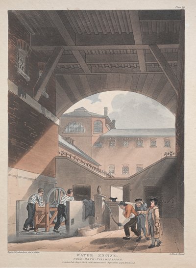 Motor de agua, baño frío, prisión de Field de Thomas Rowlandson