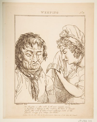 Le Brun llorando travestido, o Caricaturas de las pasiones, 21 de enero de 1800 de Thomas Rowlandson