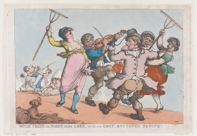 Irlandés Salvaje, o Paddy de Cork con su Abrigo Abotonado por Detrás, 1818 de Thomas Rowlandson