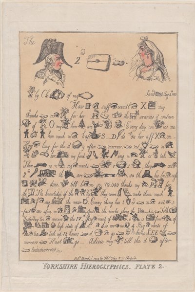 Jeroglíficos de Yorkshire, Placa 2, 11 de marzo de 1809 de Thomas Rowlandson