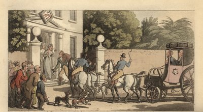 Joven caballero inglés llegando a casa después del Gran Tour de Thomas Rowlandson