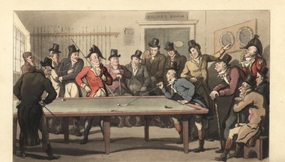 Jóvenes caballeros ingleses jugando al billar de Thomas Rowlandson