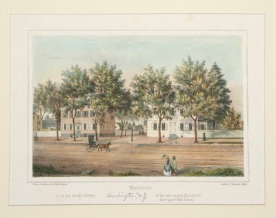 Residencia / del difunto George Dillwyn/ del difunto Joseph Bloomfield (Burlington, NJ), desde 14 vistas de Burlington de Thomas S. Sinclair