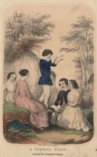 Una Escena de Verano, Modas para Vestidos de Niños, litografía de Wagner und McGuigan, 1850 de Thomas S. Wagner