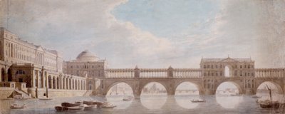 Diseño propuesto para un puente sobre el río Támesis en Somerset House de Thomas Sandby