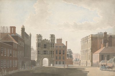 Whitehall con la Puerta de Holbein y el Salón de Banquetes de Thomas Sandby