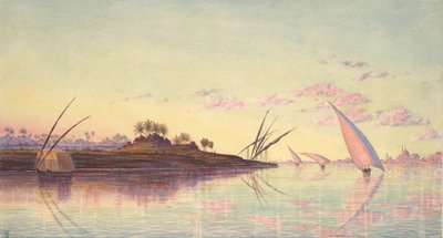 Vista en el Nilo cerca de El Cairo, ca. 1855 de Thomas Seddon