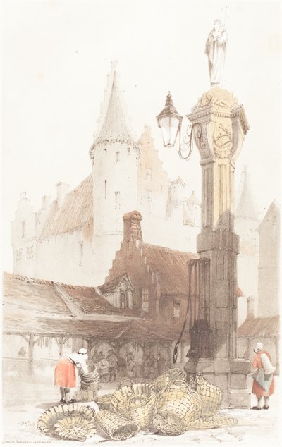Mercado de pescado, Amberes de Thomas Shotter Boys