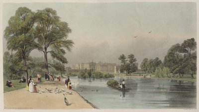 Londres Tal Como Es: Palacio de Buckingham, desde el Parque de St. James de Thomas Shotter Boys