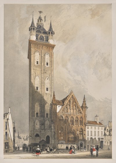 Arquitectura Pintoresca en París, Gante, Amberes, Ruan: Campanario, Gante, Bélgica de Thomas Shotter Boys