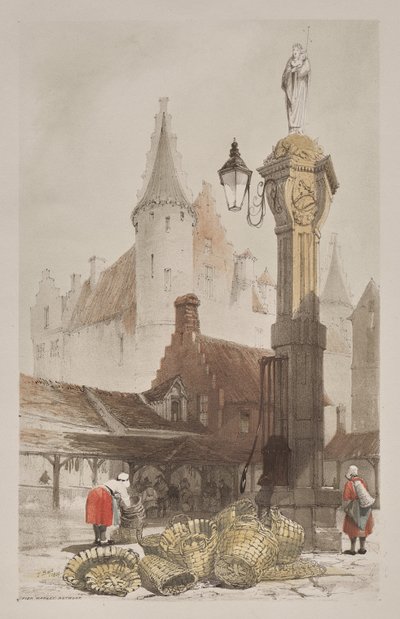 Arquitectura pintoresca en París, Gante, Amberes, Ruan: Mercado de pescado, Amberes, Bélgica de Thomas Shotter Boys