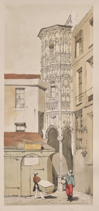 Arquitectura Pintoresca en París, Gante, Amberes, Ruan: Hôtel de la Tremouille, Rue des Bourbonnois, París de Thomas Shotter Boys