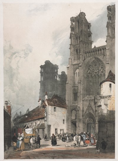 Arquitectura pintoresca en París, Gante, Amberes, Rouen: Laon, Francia, 1839 de Thomas Shotter Boys