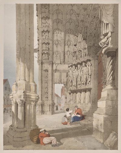 Arquitectura pintoresca en París, Gante, Amberes, Ruan: Pórtico sur de la Catedral de Chartres, Chartres, Francia de Thomas Shotter Boys