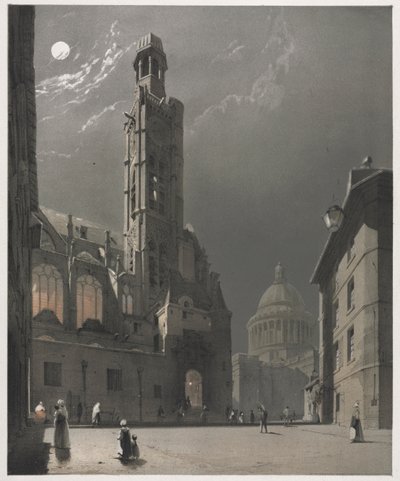 Arquitectura pintoresca en París, Gante, Amberes, Rouen: St. Etienne du Mont..., 1839 de Thomas Shotter Boys