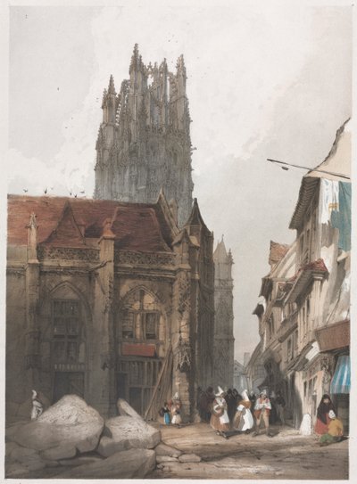 Arquitectura pintoresca en París, Gante, Amberes, Ruan: St. Laurent, Ruan, Francia de Thomas Shotter Boys
