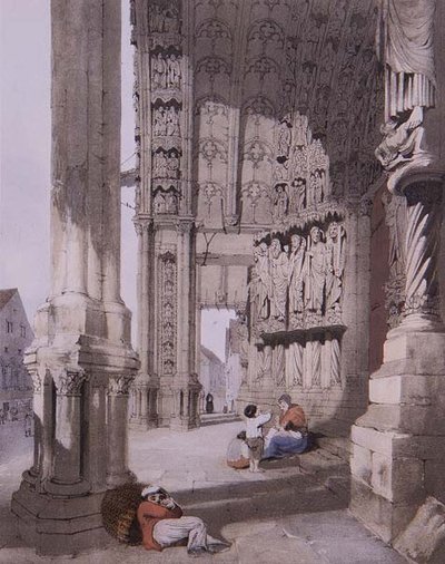 Pórtico sur de la Catedral de Chartres, ilustración de 