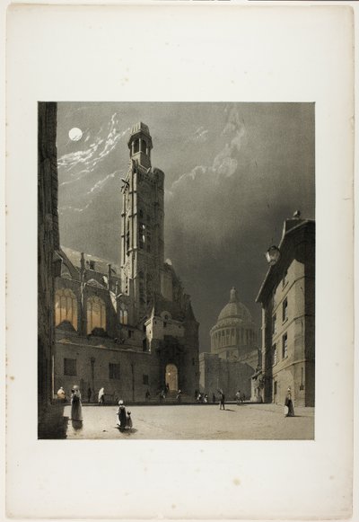 St Etienne du Mont y el Panteón, París, lámina 20 de Picturesque Architecture in Paris, Ghent, Antwerp, Rouen, Etc. de Thomas Shotter Boys