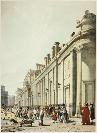 El Banco Mirando Hacia la Mansion House, de Vistas Originales de Londres como Es de Thomas Shotter Boys