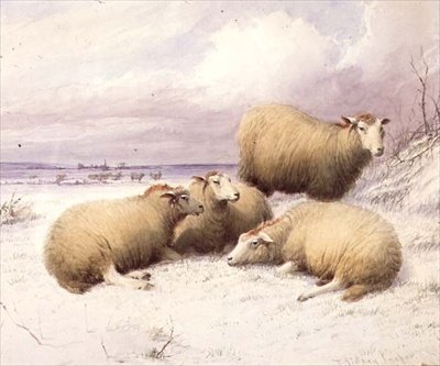 Ovejas en la Nieve de Thomas Sidney Cooper