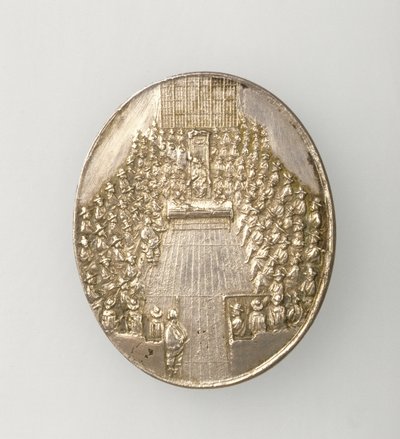 Medalla de Dunbar que representa la Casa del Parlamento 1650 (reverso) de Thomas Simon