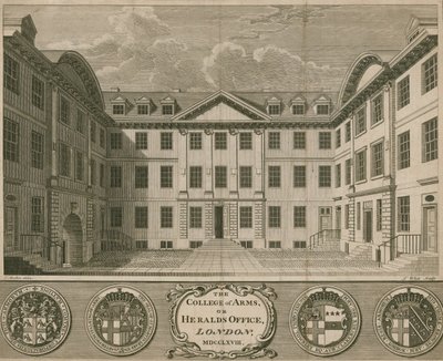 El Colegio de Armas, o la Oficina de Heraldos, Londres de Thomas Snr. Malton