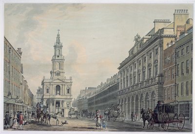 The Strand con Somerset House y St. Mary le Strand, 1781 de Thomas Snr. Malton