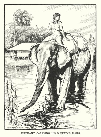 Elefante cargando el correo de Su Majestad (litografía) de Thomas Somerfield