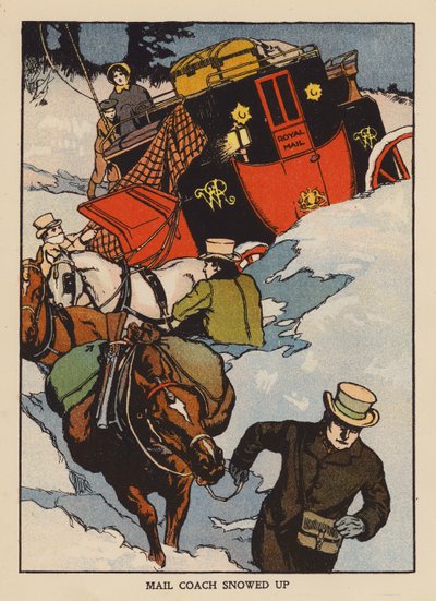 Mail Coach nevado (litografía en color) de Thomas Somerfield