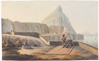 La casa del gobernador en el Peñón de Gibraltar, marzo de 1827. (acuarela) de Thomas Staunton St Clair