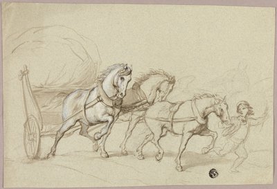 Niño Guiando Tres Caballos y Carro de Thomas Stothard