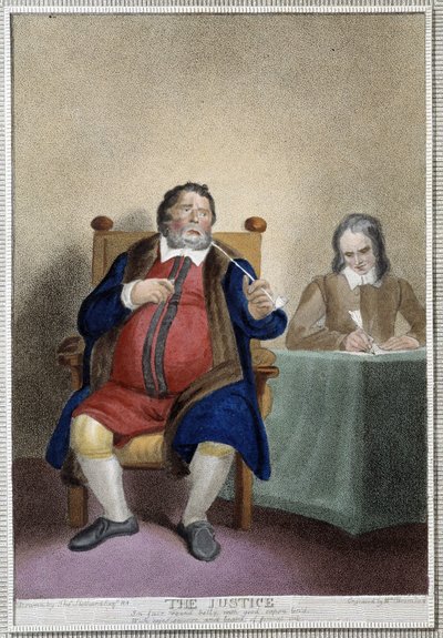 La justicia en "Los 7 edades del hombre" de Shakespeare, ilustrado por W. Broniley, Londres de Thomas Stothard