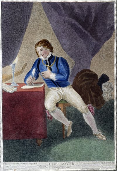 Hombre escribiendo una carta de amor de Thomas Stothard