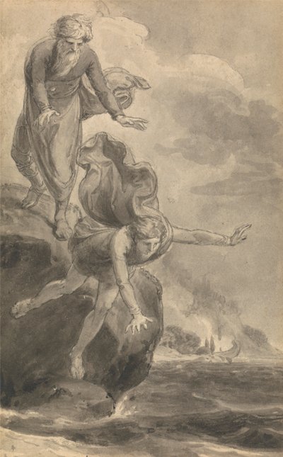 Una de las seis ilustraciones de "Las aventuras de Telémaco hijo de Ulises" de Fenelón de Thomas Stothard
