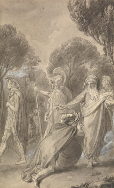 Una de las seis ilustraciones de "Las aventuras de Telémaco hijo de Ulises" de Fenelón de Thomas Stothard