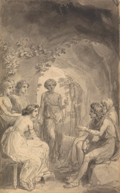 Una de las seis ilustraciones de "Las aventuras de Telémaco hijo de Ulises" de Fenelón de Thomas Stothard