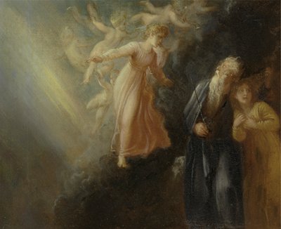 Próspero, Miranda y Ariel, de "La Tempestad", Acto I, escena ii de Thomas Stothard
