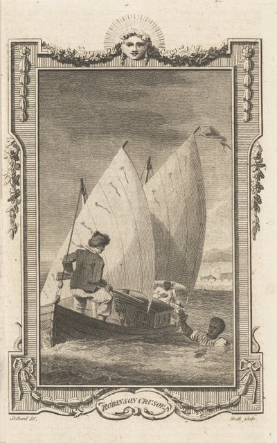 Robinson Crusoe, de la Revista de Novelistas, pub. 1781 de Thomas Stothard
