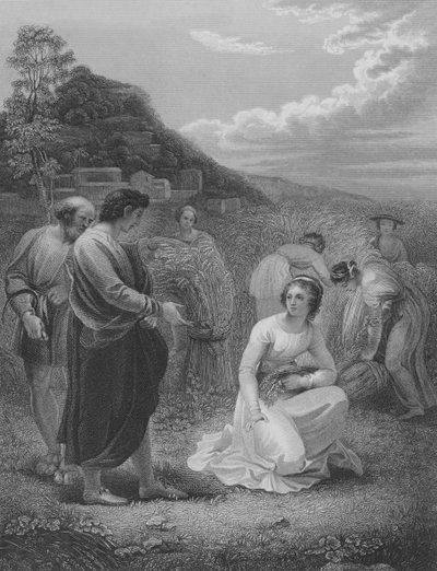 Ruth espigando, Ruth 2, Versículo 1-15 de Thomas Stothard